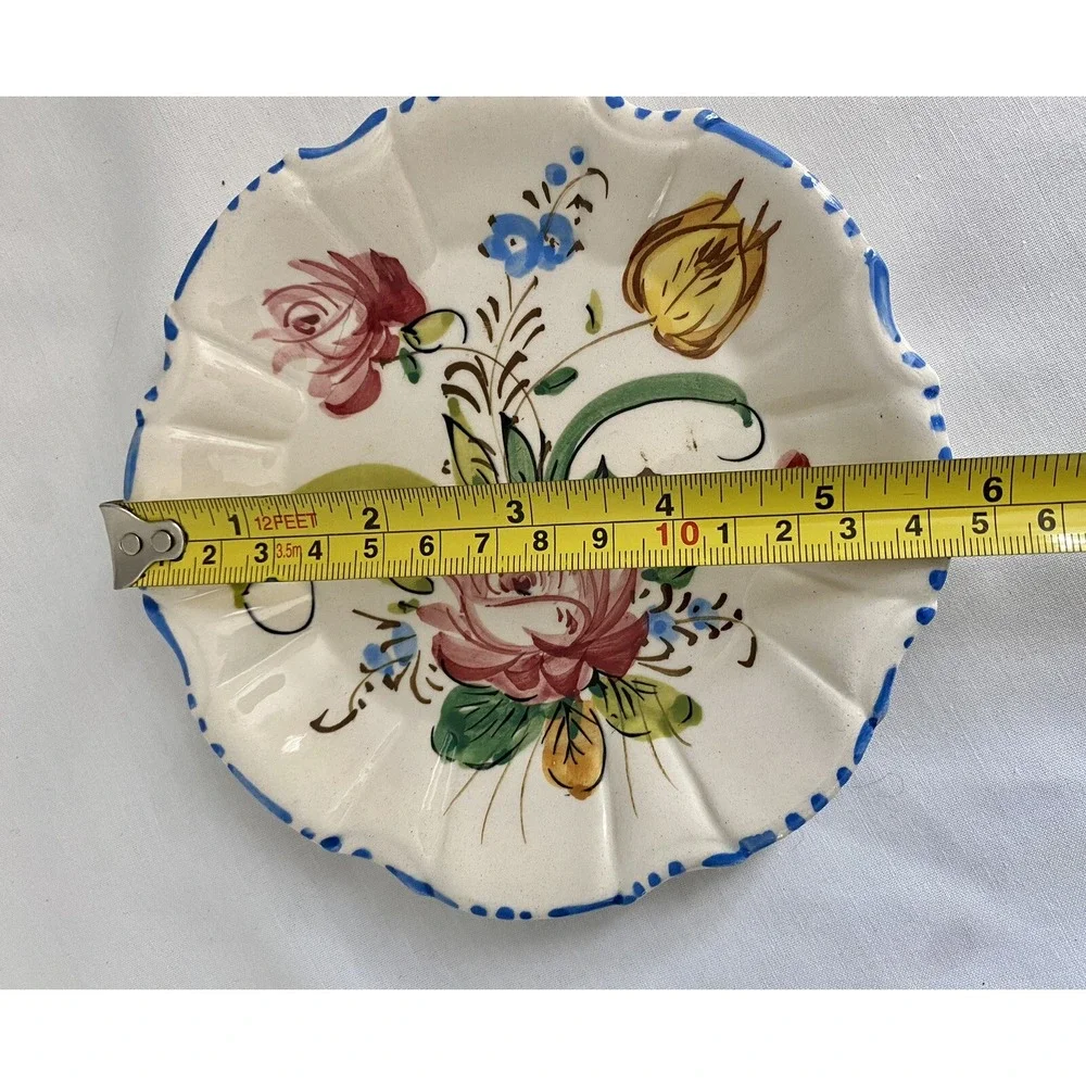 VTG Floral Painted Ceramic Dish ITALY Small Plate